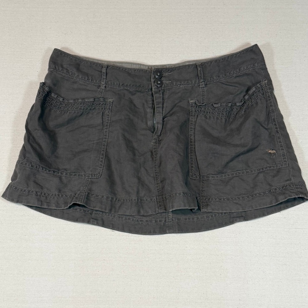 Abercrombie & Fitch Linen Blend Mini Micro Skirt Utility Cargo Y2K Size 6 33